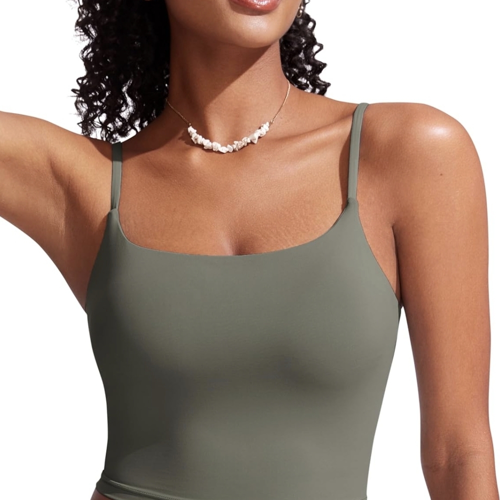 CRZ YOGA Light Army Green Tankini Top